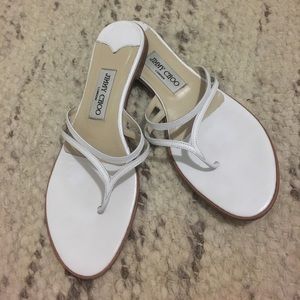 Jimmy Choo white leather sandal