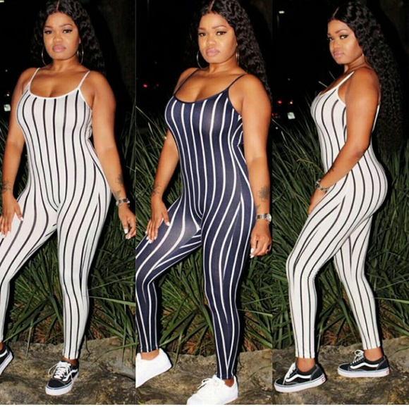 Final Price: Plunging Striped jumpsuit - Picture 2 of 3