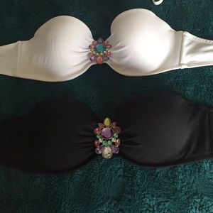 Black and white jeweled bandeau