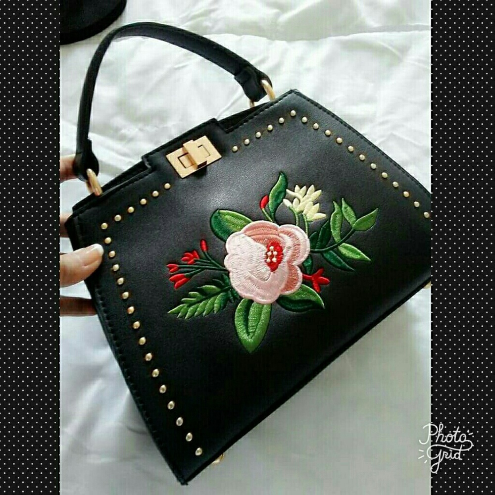Floral leather purse