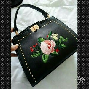 Floral leather purse