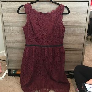 Maroon lace, dress LOFT