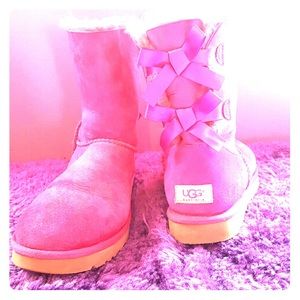 Pink ugg bailey bow boots