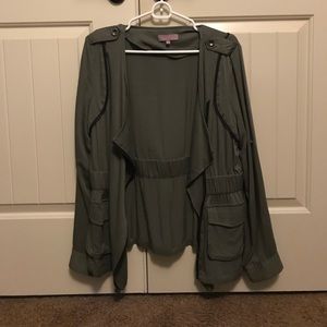 Army Green Jacket with Zipper Detailing