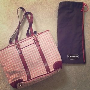 Coach Pink Houndstooth Tote