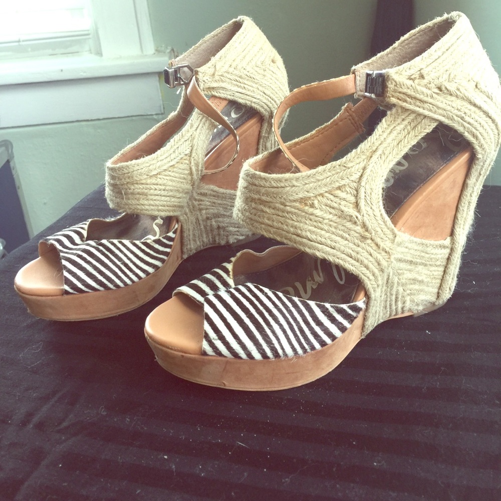 Sam Edelman zebra + cord wedges