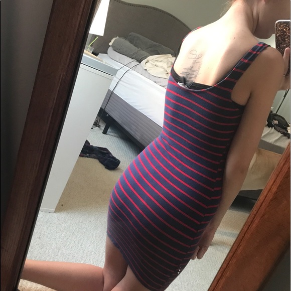 Red and navy striped dress - Picture 2 of 3