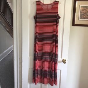 Apt. 9 Coral and Charcoal Grey Maxi Dress