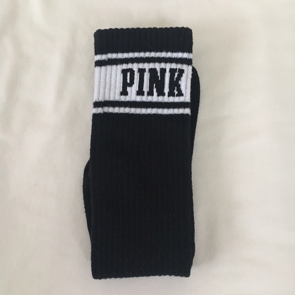 Victoria's Secret PINK Black White Knee High Socks