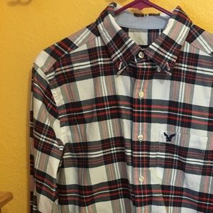 Men's Plaid American Eagle Long Sleeve Button Down