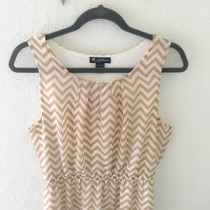 Tan and White Chevron Dress