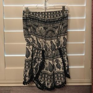 Strapless black and white romper