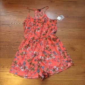 Orange floral romper