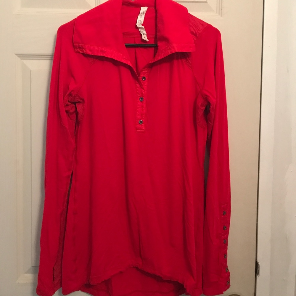 Red Lululemon Pedal Power Long Sleeve Pullover