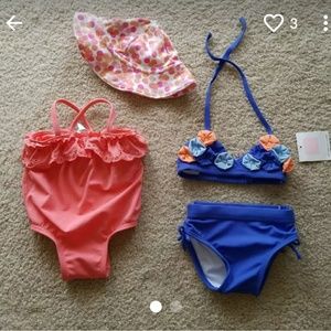 Baby girl swim suits and Sun hat
