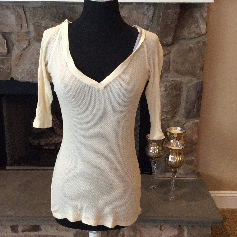 Cream Hooded Tee Shirt from Anthropologie