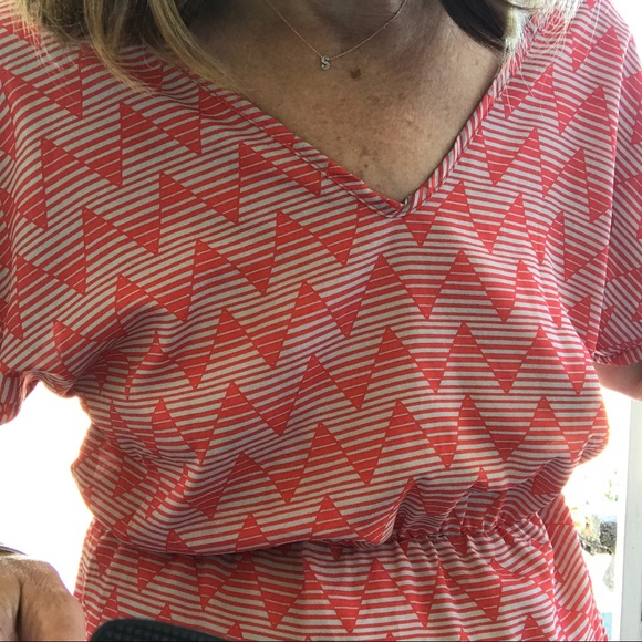 Needle & Thread Chevron Dress * Orange/cream - Picture 7 of 8