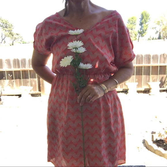 Needle & Thread Chevron Dress * Orange/cream - Picture 4 of 8