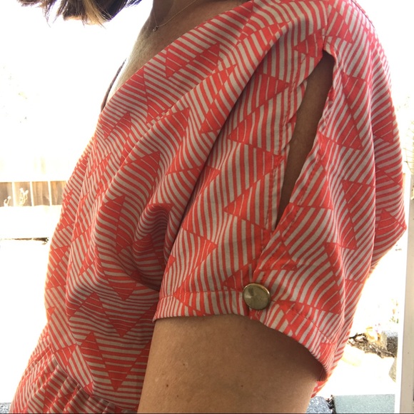 Needle & Thread Chevron Dress * Orange/cream - Picture 6 of 8