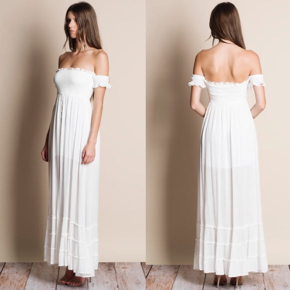 Off Shoulder Smoked Maxi Dress - Picture 2 of 3