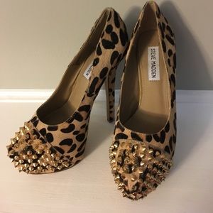 Leopard Steven Madden Heels w/ Studs