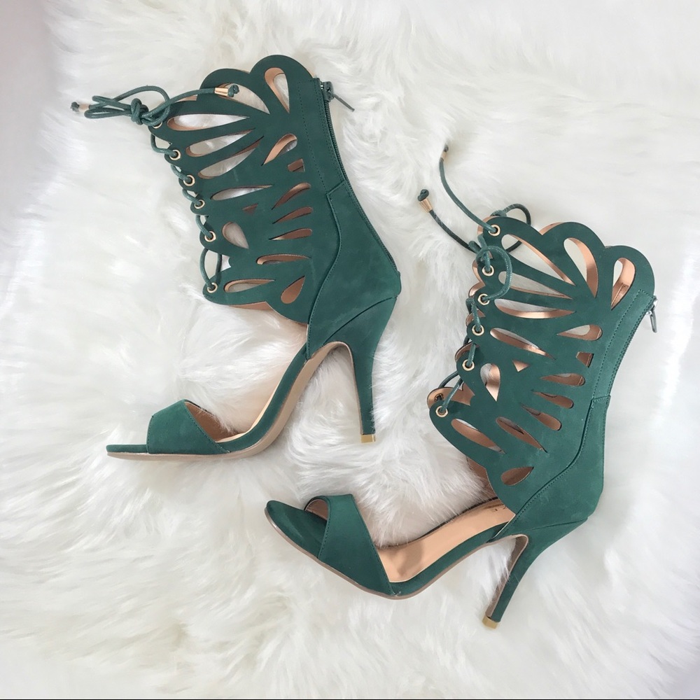 Cut Out Mid Calf Length Heels