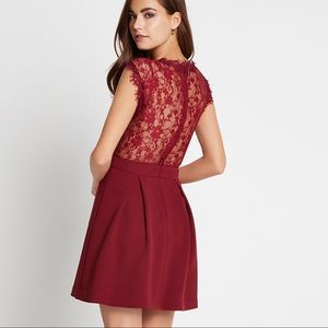 BCBG Lace-Back Pleated Dress