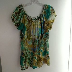 Cato short sleeve multi-colored top