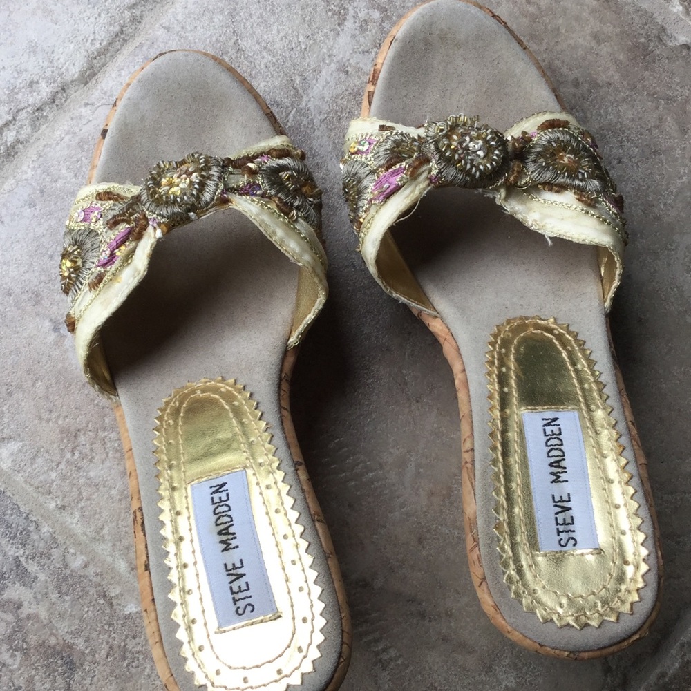 Steve Madden beaded platform sandals