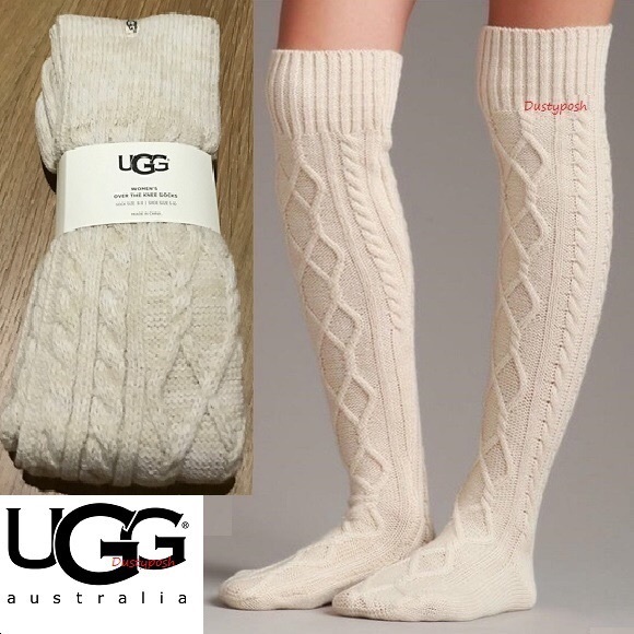 UGG Cable Knit Over The Knee Socks Thigh High OTK - Picture 3 of 8