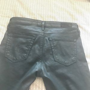 Faux leather hunter green jeggings