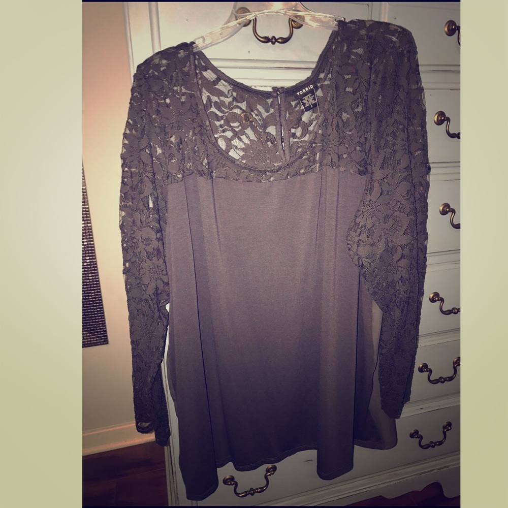 Torrid Flowy blouse with lace detail