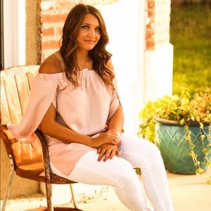 Light Pink Over the Shoulder Top