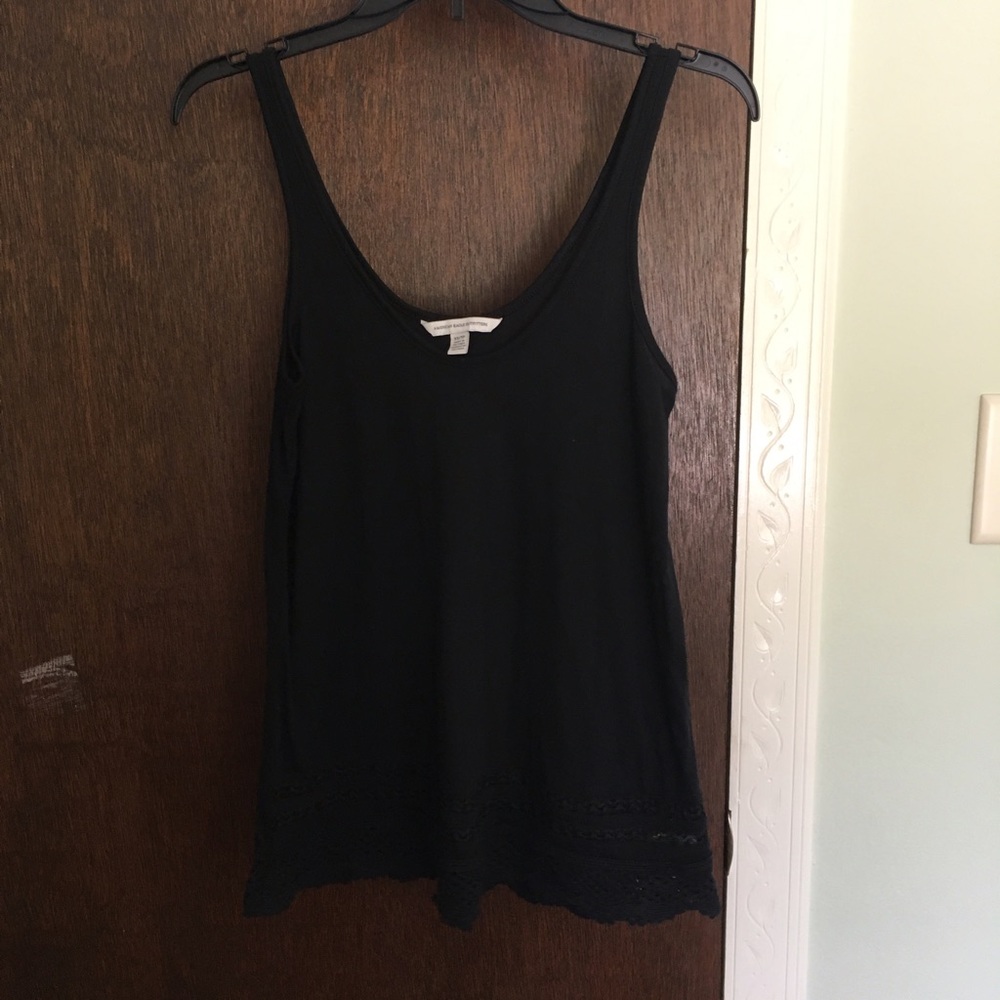 American Eagle Loose Black Tank with Lace Detail