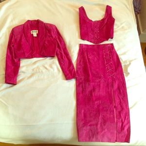 Firenze Santa Barbara Matching Pink Suede Co-Ord