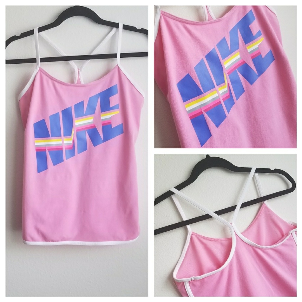 Pink Nike Print Retro Style Racerback Tank