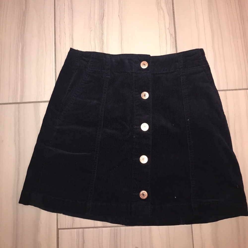 NEW navy blue button-down corduroy skirt