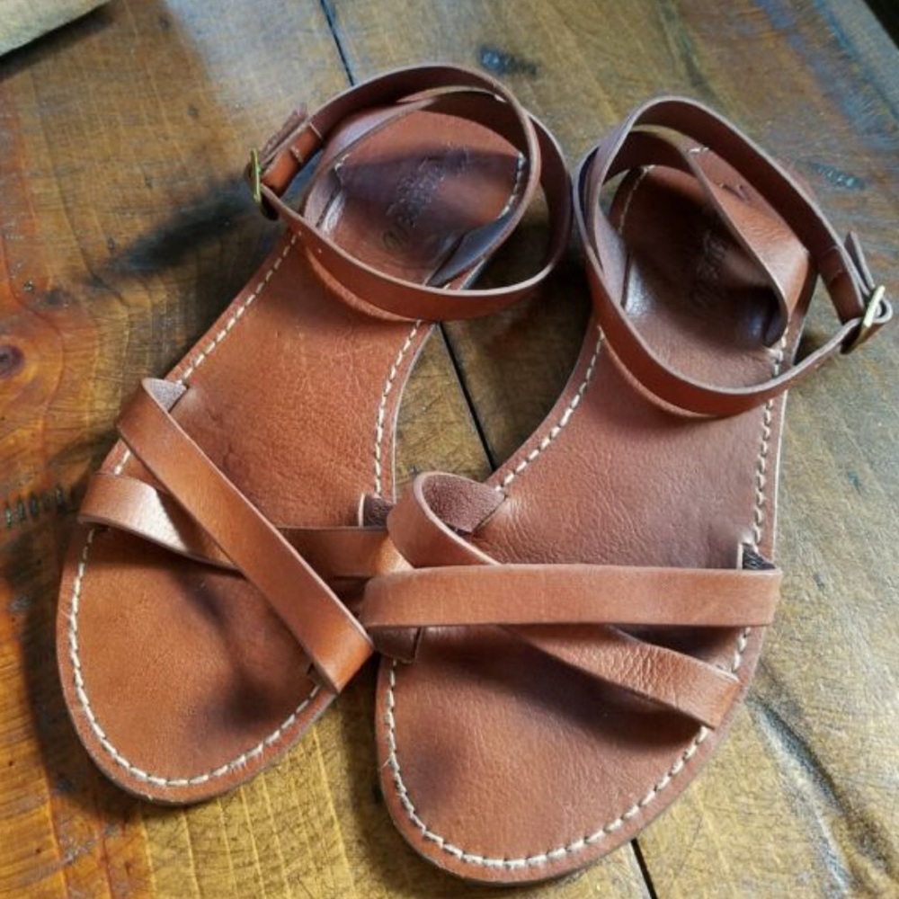 Madewell BoardwalkCrissCross Leather Strap Sandals