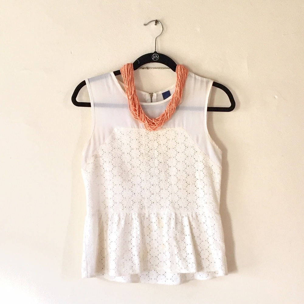 Francesca's Eyelet Peplum Top
