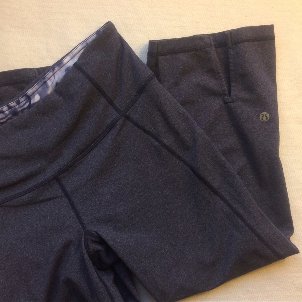 Lululemon Heathered Indigo Gather and Crow crops 8