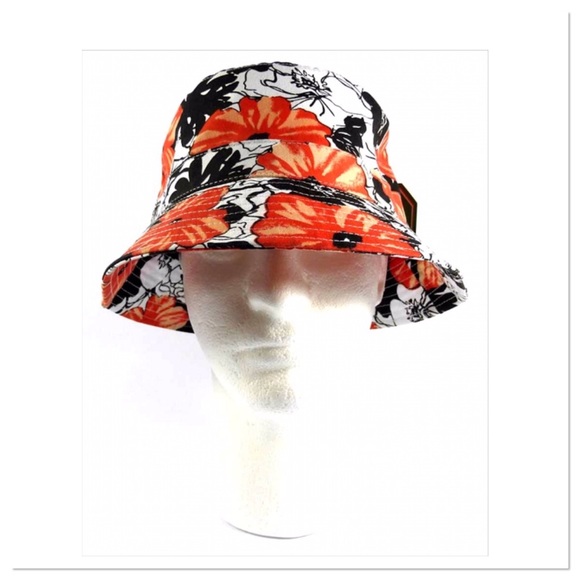 Boutique Accessories - Orange and White Floral Bucket Hat Boutique Accessories - Orange and White Floral Bucket Hat