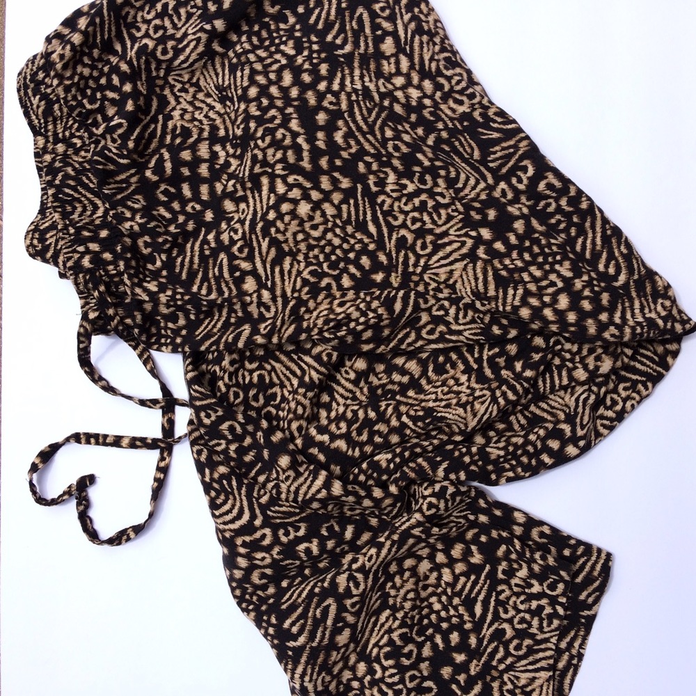 Sag harbor black & brown animal print palazzo pant
