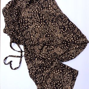 Sag harbor black & brown animal print palazzo pant