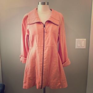 Anthropologie coral tunic style sweatshirt/jacket