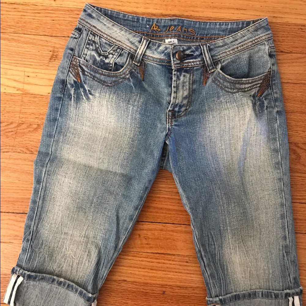 AB jeans size 7 capris junior blue white stripe college summer beach comfy lake