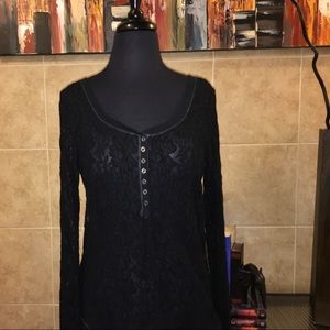Aeropastle Black Lace Long Sleeve Shirt