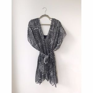 black/white/silver pattern BCBG cocktail dress