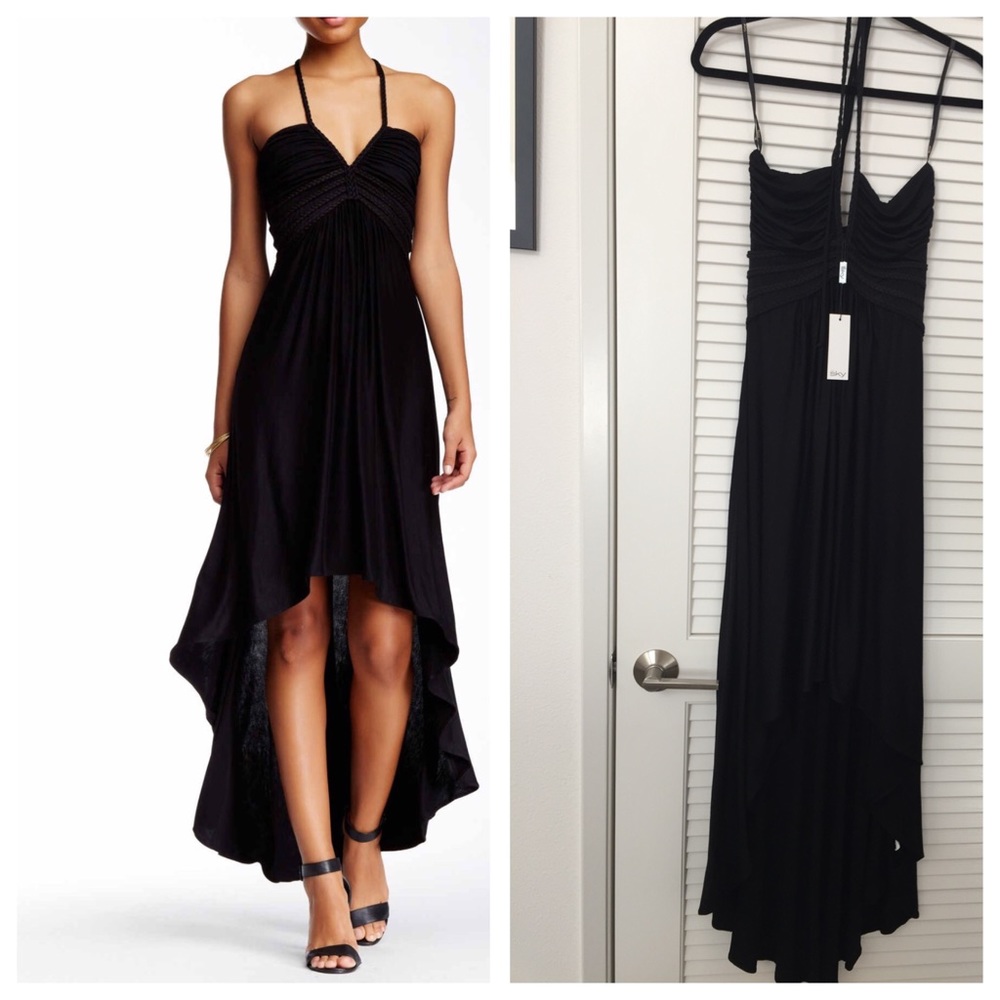 Sky braided hi low Quing halter maxi dress Boho