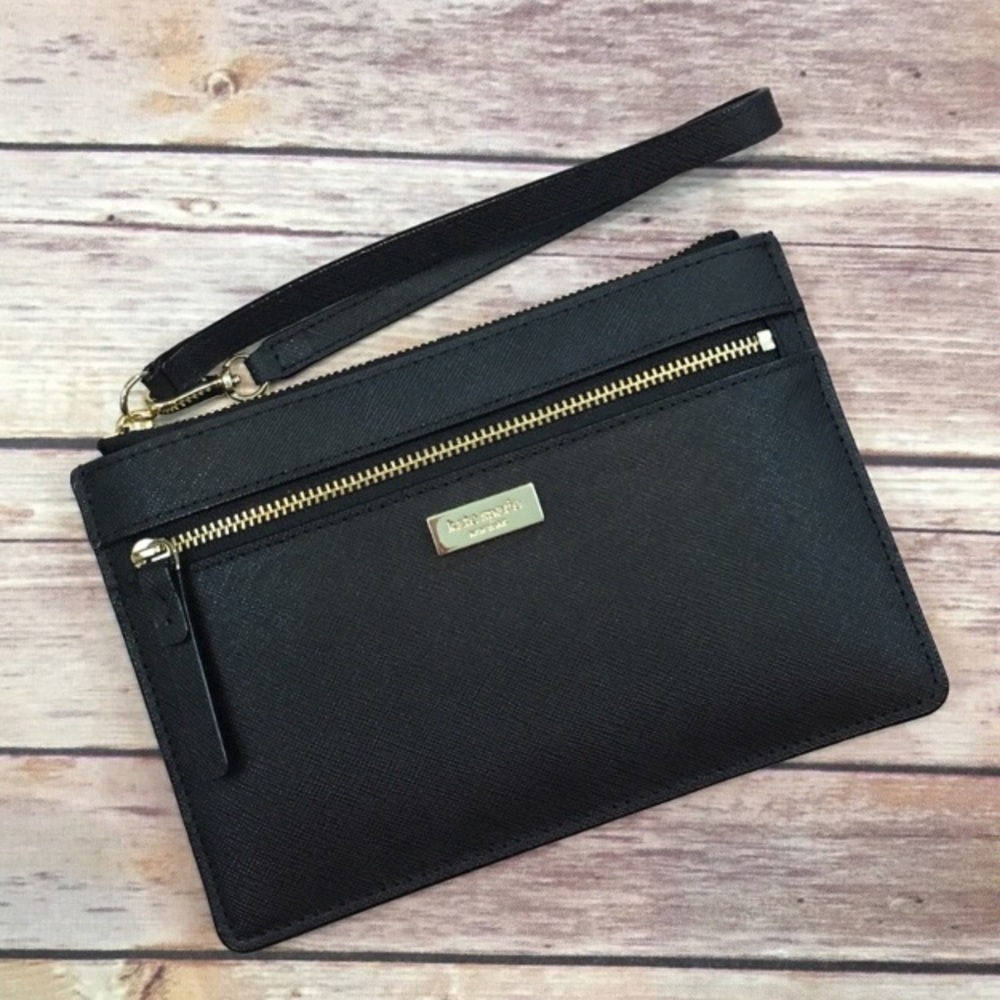 Kate Spade wristlet black with gold zipper