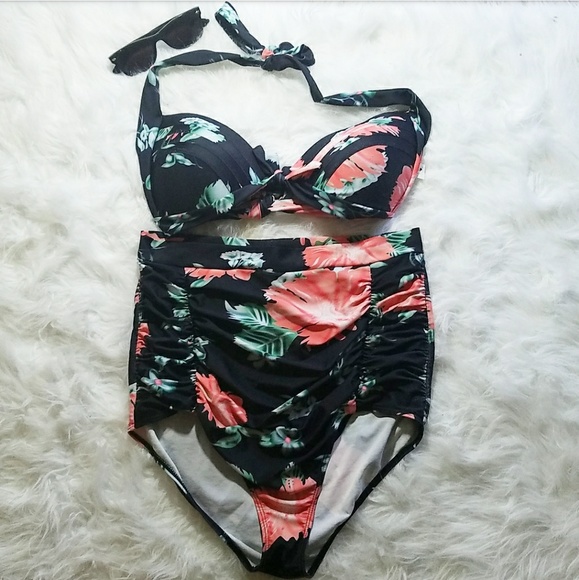Other - Retro High Waist Floral Bikini